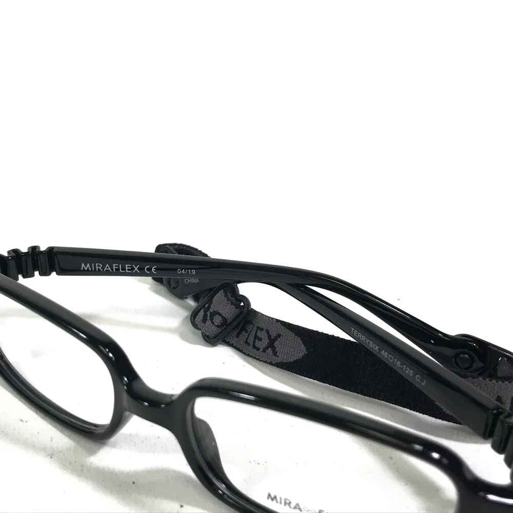 Miraflex Kids Goggles Eyeglasses Frames TERRYSIX C.J Black Rectangle 46-16-125